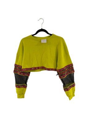 Gaelle Paris Neon Cropped Sweatshirt Zip Off Mesh Sleeves Women Medium Streetwea